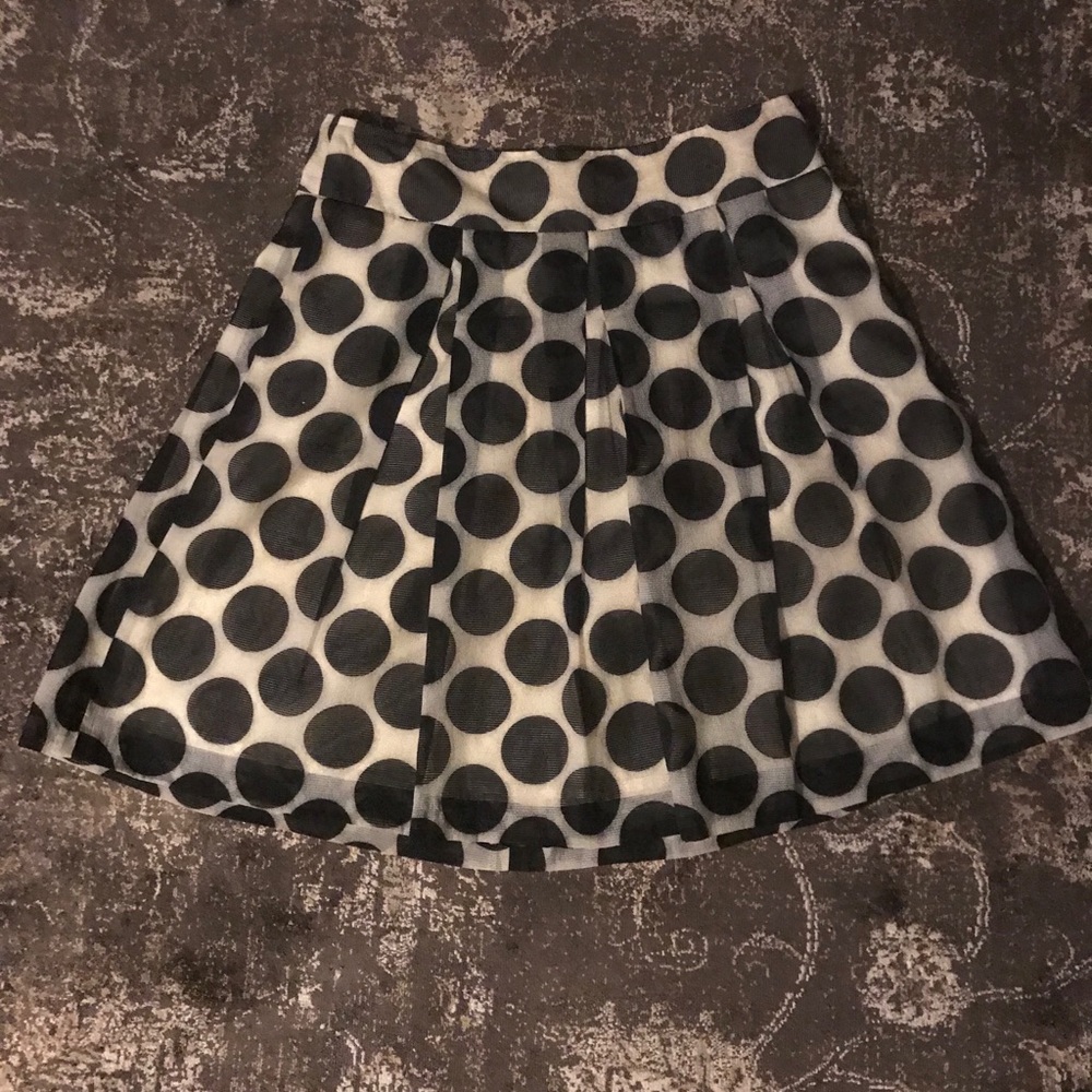Black and cream poka dot skirt